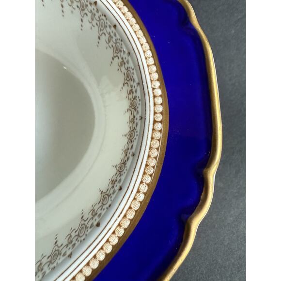 Royal Worcester Regency Gold Rimmed Serving Bowl Blue White China Tableware 10” - Picture 5 of 9